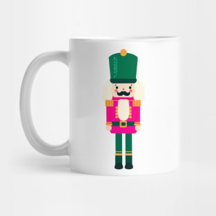 Pink and Green Christmas Nutcracker Toy Soldier Graphic Art Mug